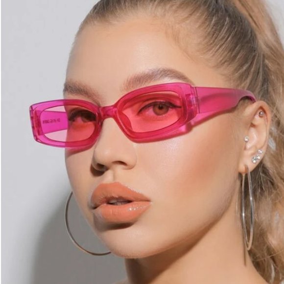 Accessories - Hot Pink Square Frame Fashion Glasses Sunglasses Plastic Funky